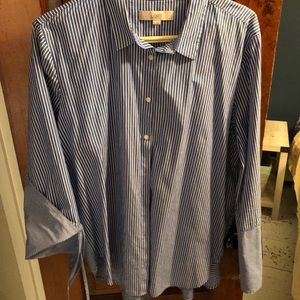 Button up top with flare sleeve and tie